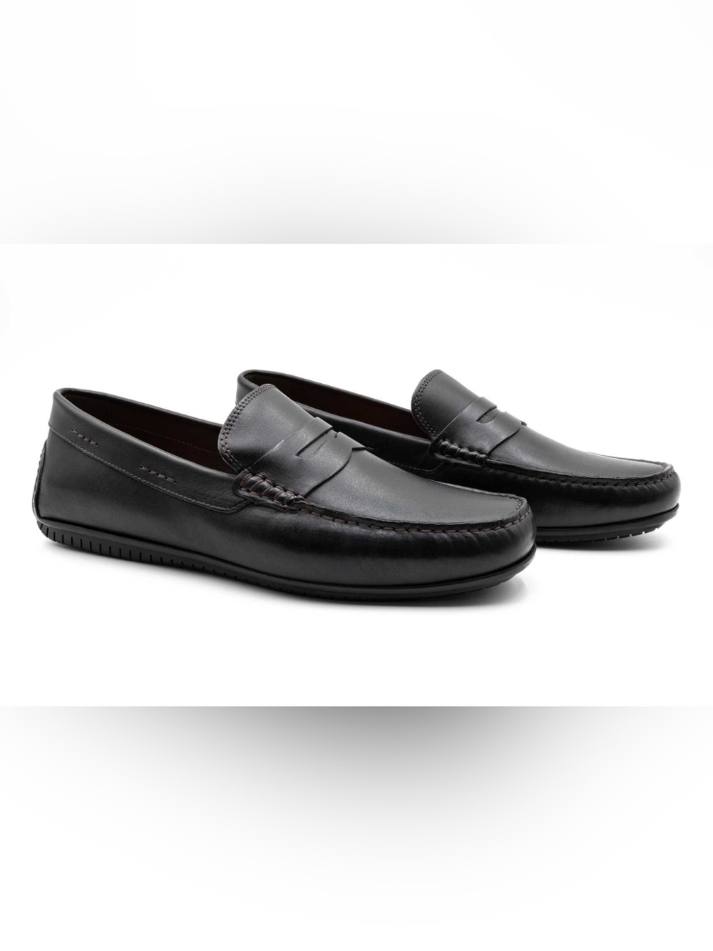 Martin Dingman Black Bermuda Saddle Leather Penny Loafers Shoes Orange Insoles